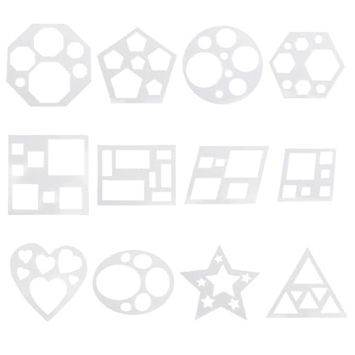 12 Pcs Drawing Stencil Geometric Stencils Circle Square Heart Star Template Set for Painting Basic Shape Tracing Stencils Simple Drawing Stencils for Classroom Painting DIY Craft - size: Small