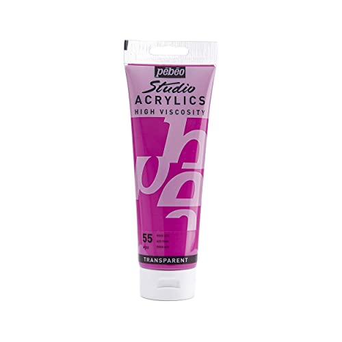 Pebeo Studio Acrylics High Viscosity, Fine Acrylic, 250 ml - AZO Pink (169-055), 8.45 Fl Oz (Pack of 1) - color: Azo Pink, size: 8.45 Fl Oz (Pack of 1)