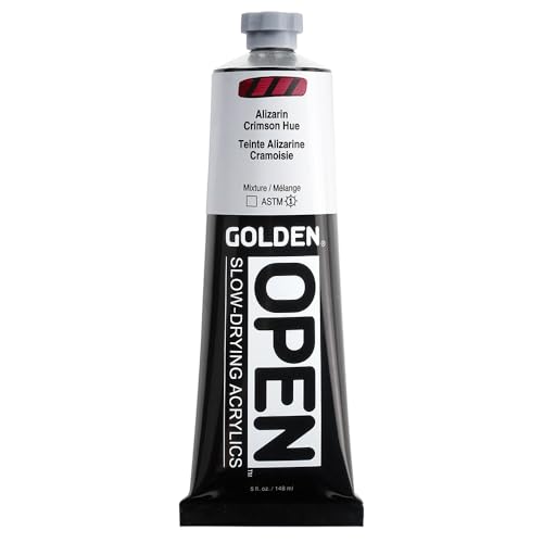 GOLDEN OPEN Slow-Drying Acrylics, Alizarin Crimson Hue, 5 fl. oz. Tube - color: Alizarin Crimson Hue, size: 5 Fl Oz (Pack of 1)