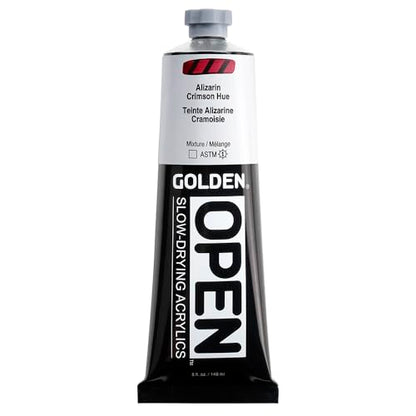 GOLDEN OPEN Slow-Drying Acrylics, Alizarin Crimson Hue, 5 fl. oz. Tube - color: Alizarin Crimson Hue, size: 5 Fl Oz (Pack of 1)