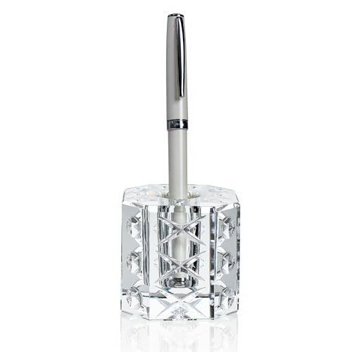 QFkris Fancy Crystal Single Pen Holder for Desk, Glass Fountain Pen Stand - style: Octagon