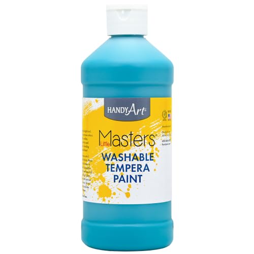 Handy Art Little Masters Washable Tempera Paint, Turquoise, 16 oz Bottle - color: Turquoise, size: 16 Fl Oz (Pack of 1)