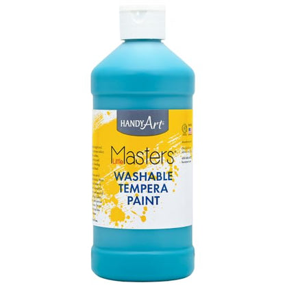 Handy Art Little Masters Washable Tempera Paint, Turquoise, 16 oz Bottle - color: Turquoise, size: 16 Fl Oz (Pack of 1)