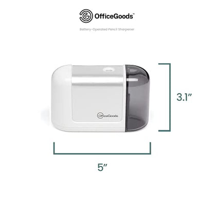 OfficeGoods Mini-Pro Electric Pencil Sharpener, Cordless, White - color: White