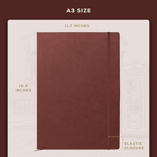 Beechmore Books A3 11.7x16.5 Mixed Media Sketchbook 160 GSM/98lb, Gift Box - color: Chestnut Brown, size: A3 - 11.7" x 16.5" Extra Large
