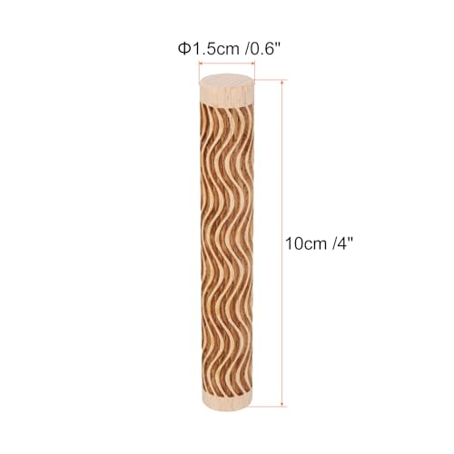 HARFINGTON Wood Clay Roller 4" Curved Lines Pattern Rolling Pins Wood Rollers Pottery Tools Wood Grain Texture Rollers for Clay Baking Dough Playdough DIY - style: Curved Lines