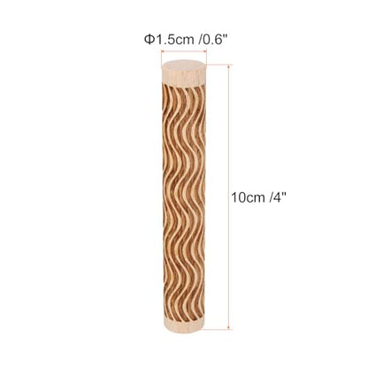 HARFINGTON Wood Clay Roller 4" Curved Lines Pattern Rolling Pins Wood Rollers Pottery Tools Wood Grain Texture Rollers for Clay Baking Dough Playdough DIY - style: Curved Lines