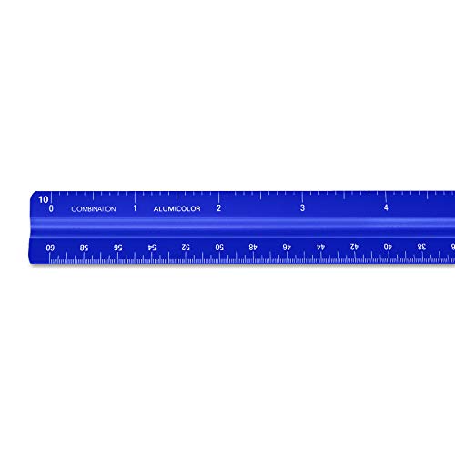 Alumicolor Aluminum Combination Solid Drafting Scale, 12IN, Blue - color: Blue, size: 12 Inch, style: Combination