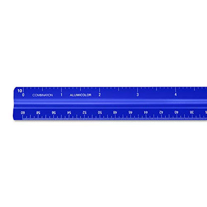 Alumicolor Aluminum Combination Solid Drafting Scale, 12IN, Blue - color: Blue, size: 12 Inch, style: Combination
