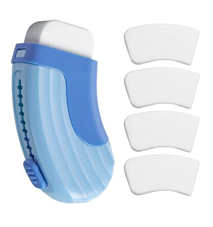 4+1 Pack Rubber Erasers Sliding Retractable Eraser - Blue | Large White Erasers with 4 Refill Eraser for School Office Home Supplies Art Drawing, Push Pull Pencil Erasers for Kids Teens - color: Blue