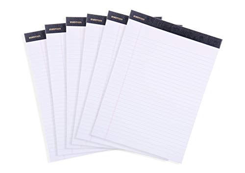 Mintra Office White Legal Pads – Ruled Notepads and Micro-Perforated Sheets, Ideal for Writing, Note-Taking & Creativity, Office, or Professional Use, Premium Pad 6 pack, 8.5"x11" (Wide Ruled) - color: White - Premium Pad, size: Wide