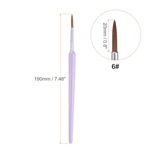 HARFINGTON 6pcs Detail Paint Brushes 20mm Pointed Tip Nylon Hair Miniature Painting Brush for Watercolor Oil Acrylic Painting(6#), Purple - color: Purple, size: 6# 20mm