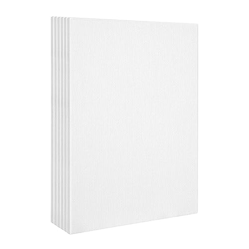 KINGART 805-6 Stretched White Canvas for Painting, 12 x 16 Inch, Pack of 6 | 100% Cotton, Triple Primed Acid-Free Gesso, Ready to Paint, 5/8" Profile, Back-Stapled - size: 12 x 16 Inch
