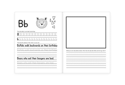 Handwriting Practice Book for Kids (Silly Sentences): Penmanship and Writing Workbook for Kindergarten, 1st, 2nd, 3rd and 4th Grade: Learn and Laugh by Tracing Letters, Sight Words and Funny Phrases