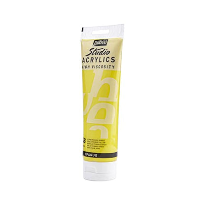 PEBEO Studio Acrylics High Viscosity, Fine Acrylic, 250 ml - Primary Yellow (169-048) - color: Primary Yellow, size: 8.45 Fl Oz (Pack of 1)