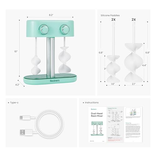Resiners Dual-Head Resin Mixer, Airflow Pro Max Rechargeable Epoxy Mixer - color: Mixer - Mint Green