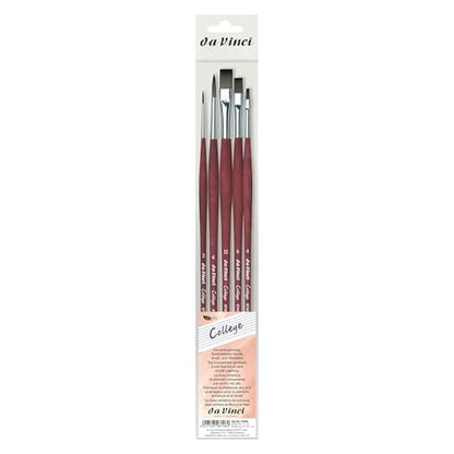 da Vinci Oil & Acrylic Brush Set 5269 - COLLEGE Synthetics - 5 Brush Set containing Series 8730 Round Size 2 & 6 plus Series 8740 Flat Size 4, 8 & 12 - Strong fibers that are easy to clean - Made in Germany - style: College Starter Set