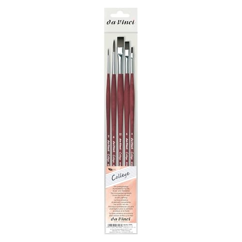 da Vinci Oil & Acrylic Brush Set 5269 - COLLEGE Synthetics - 5 Brush Set containing Series 8730 Round Size 2 & 6 plus Series 8740 Flat Size 4, 8 & 12 - Strong fibers that are easy to clean - Made in Germany - style: College Starter Set