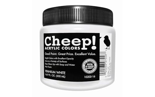 Cheep! Acrylic Paints, 16.9 oz. Jar - Titanium White, Perfect for Artists - Quality Acrylic Paint Heavy Body Paint Artist and Student - color: Titanium White, 16.9-ounce