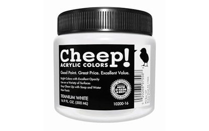 Cheep! Acrylic Paints, 16.9 oz. Jar - Titanium White, Perfect for Artists - Quality Acrylic Paint Heavy Body Paint Artist and Student - color: Titanium White, 16.9-ounce