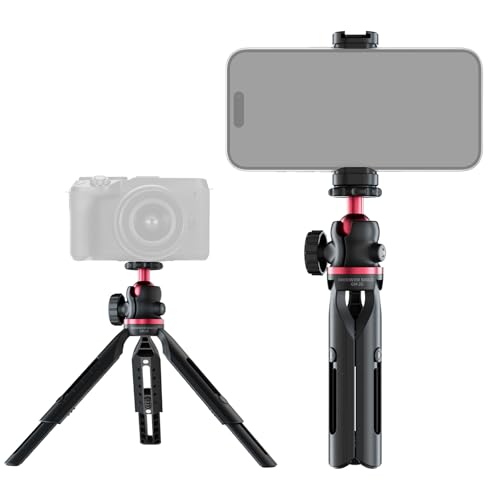 NEEWER Entry Level Version Mini Tripod for Camera, 360° Small Desk Portable DSLR Webcam Cell Phone Mount Holder Stand Selfie Stick Grip Compatible with iPhone Samsung Android Video Recording, GM-2G - style: GM-2G