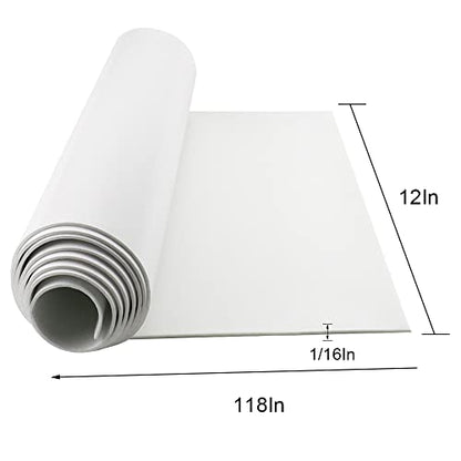 DGSL Foam Insulation Neoprene Sheets with Adhesive, 12''W x 118''L x 1/16'' | Weatherproof Soundproof Padding for Automotive, Multi-Function Soundproof Large Closed Cell Neoprene Rubber Roll, White - color: White, size: 12 in x 118 in x 1/16 Inch