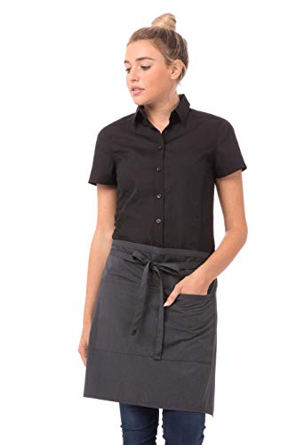 Chef Works Unisex Half Bistro Server Apron - color: Dark Grey Stripe