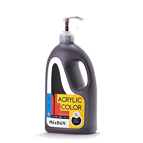 MEEDEN Burnt Umber Acrylic Paint with Pump Lid, 1/2 Gallon (2L /67.6 oz.) Heavy-Body Non-Toxic Rich Pigment Color, Perfect for Art Class, Wall Painting, Painting Party & Creative DIY - color: Burnt Umber