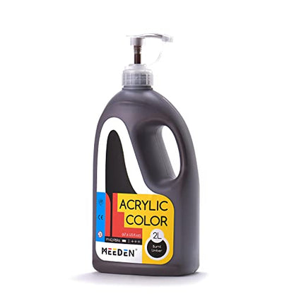 MEEDEN Burnt Umber Acrylic Paint with Pump Lid, 1/2 Gallon (2L /67.6 oz.) Heavy-Body Non-Toxic Rich Pigment Color, Perfect for Art Class, Wall Painting, Painting Party & Creative DIY - color: Burnt Umber