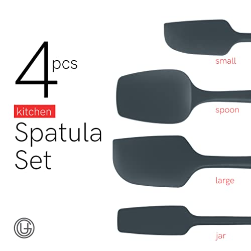 UpGood Silicone Spatula Set 600°F - High Heat Resistant Nonstick, Small and Large Kitchen Spatulas - Flexible BPA Free Professional Grade Cookware - Utensils for Cooking, Baking, Mixing(4 Pcs, Grey) - color: Gray, size: 4 Piece Set