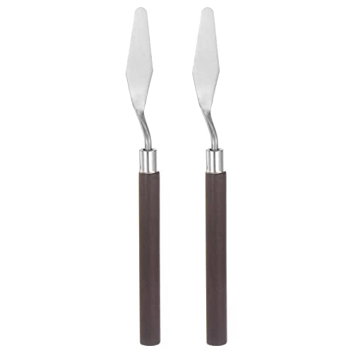 HARFINGTON 2pcs No.4 Palette Knives 15mm Width Stainless Steel Large Pointy Spatula Painting Pallet Knife with Wood Handle for Oil Acrylic Canvas Mixing Spreading, Red - size: 15mm
