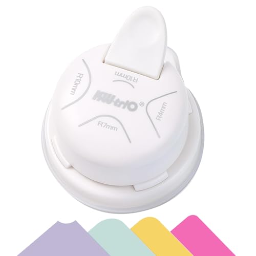 Corner Rounder Punch, Kaluofan 2024 Upgraded 4 in 1 Corner Punch (Inside Rounded Corner+R4mm+R7mm+R10mm), Paper Corner Rounder, Punches for Crafts, DIY Projects, Photo, Card, Scrapbooking Making - color: White