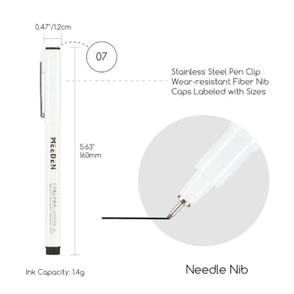 MEEDEN Micro Fineliner Drawing Pens: 0.7mm Needle Nib, 6 Pack, Black Ink | Waterproof archival ink for bold outlining, comic panels, lettering, manga, illustration, and strong line contrast - style: 0.7mm Needle Nib