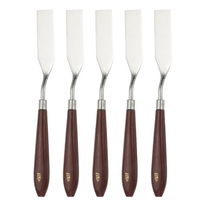 HARFINGTON 5pcs Palette Knife Painting Tool 2.95" x 0.79" Stainless Steel Art Spatula Pallet Knives Scrapers Tools with Plastic Handle for Acrylic Oil Canvas Mixing Spreading, Red/Silver - size: 2.95" x 0.79"