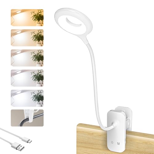 CUHIOY Rechargeable Clip on Reading Light for Bed Headboard, White, 1 Pack - color: White