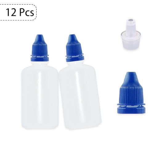 12 Pcs Dropper Bottles, 50ml/1.7 oz Empty Squeezable Small Mouth Dropper Bottle, Liquid Dropper Bottle with Blue Cap - color: Blue Cap