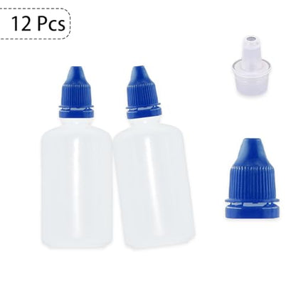 12 Pcs Dropper Bottles, 50ml/1.7 oz Empty Squeezable Small Mouth Dropper Bottle, Liquid Dropper Bottle with Blue Cap - color: Blue Cap