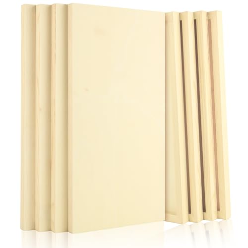 8PCS 8 x 16 Inch Wood Panels for Painting, Unfinished Wooden Canvas Panel Boards, Wood Panel for Arts & Craft Paint Pouring Panel Board - size: 8 x 16 Inch