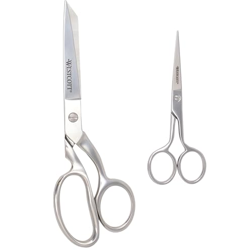 Westcott Forged 8in & 5in Scissors for Fabric and Paper Crafts, 2-Pack, Detail Snips and Heavy Duty Shears, Dressmaker Shears for Sewing, Tailoring, Quilting, Art, Office - size: 8-Inch & 5-Inch