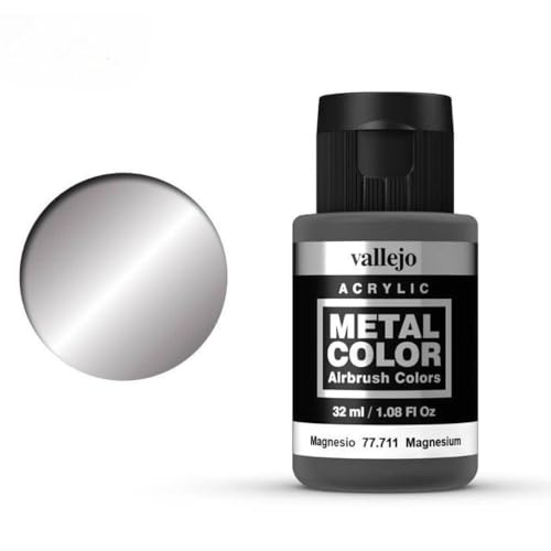 Vallejo - Metal Color | Magnesium 32 ml (1.08 fl.oz.) | Faithfully Reproduce Different Metallic Finishes - style: Magnesium 32 ml (1.08 fl.oz.)