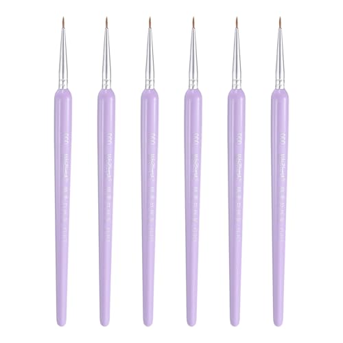 HARFINGTON 6pcs Detail Paint Brushes 6mm Pointed Tip Nylon Hair Miniature Painting Brush for Watercolor Oil Acrylic Painting(000#), Purple - color: Purple, size: 000# 6mm