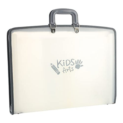 Acocony 11x17 Art Portfolio-Accordian File Organizer with 13 Pockets | 11x17 Portfolio Folder for Artwork with Handle and Zipper Closure, Frosted Translucent,Waterproof 1-Pack
