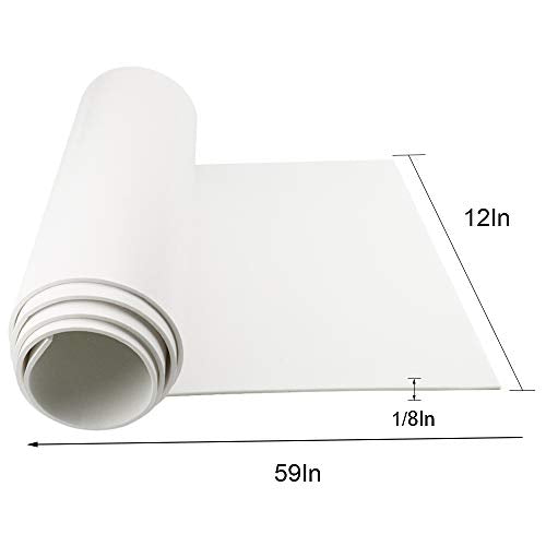 DGSL Foam Insulation Neoprene Sheets with Adhesive, 12''W x 59''L x 1/8''T | Weatherproof Soundproof Padding for Automotive, Multi-Function Soundproof Large Closed Cell Neoprene Rubber Roll, White - color: White, size: 12 in x 59 in x 1/8 Inch
