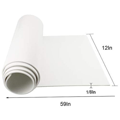 DGSL Foam Insulation Neoprene Sheets with Adhesive, 12''W x 59''L x 1/8''T | Weatherproof Soundproof Padding for Automotive, Multi-Function Soundproof Large Closed Cell Neoprene Rubber Roll, White - color: White, size: 12 in x 59 in x 1/8 Inch
