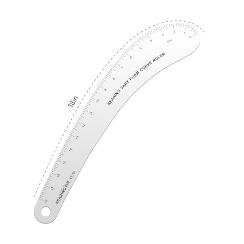 18" Aviation Aluminum Hip Curve Ruler - Dual Sided Sewing Tool | french curve ruler for pattern making 18" curve ruler with dual-sided scales for left & right hand - style: 6218A(18")