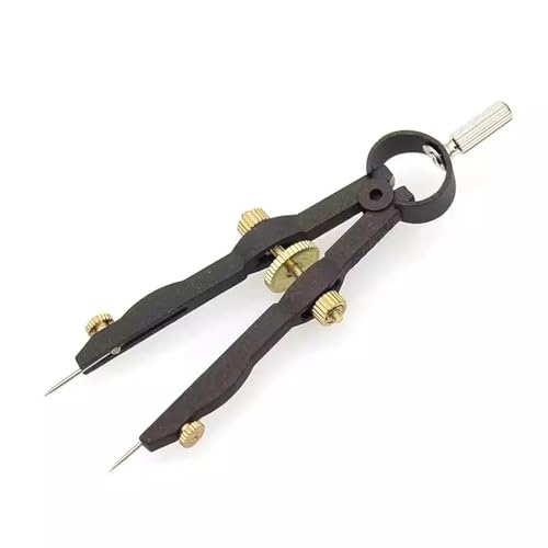 1.75 Inch Leather Compass Adjustable Lockable，Leather Crafts Tools，Professional Compass for Geometry，Compass Drawing Tool (Black 1.75 Inch)