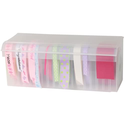 Craft Mates Bead Organizer and Plastic Storage Containers for Crafts, Buttons, Pins and More, 18 Removable Compartments, BPA Free | Clear Plastic Storage for Buttons, Pins, Jewelry, Diamond Art & Craft Supplies, Large Portable Ezy-Stack Ribbon Rack - styl