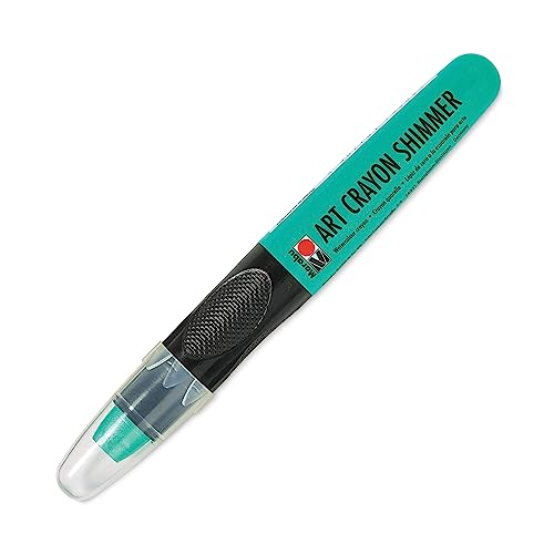 Marabu Art Crayons - Shimmer Emerald - Highly Pigmented Glittery Watercolor Crayons - Smooth and Easy Blending Water Soluble Crayons for Mixed Media Artists - Arts and Crafts for Adults - color: Shimmer Emerald