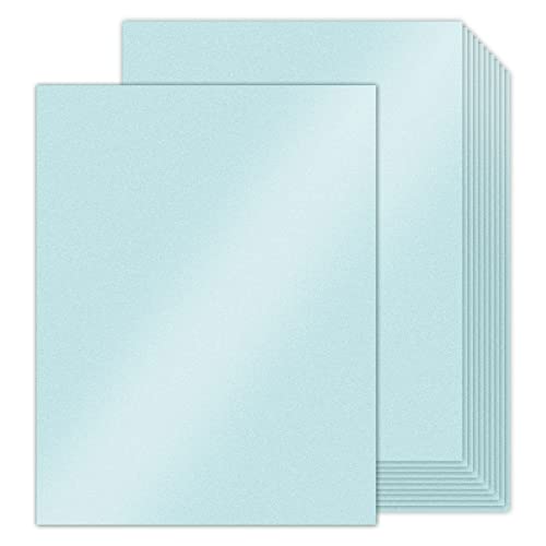 24 Sheets Blue Shimmer Cardstock 8.5 x 11 Metallic Paper | Goefun 80lb Card Stock Printer Paper for Invitations, Weddings, Parties, Showers - color: arctic blue