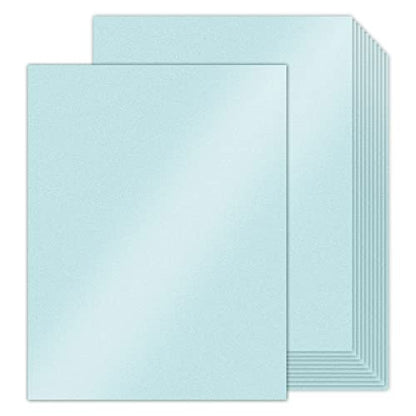24 Sheets Blue Shimmer Cardstock 8.5 x 11 Metallic Paper | Goefun 80lb Card Stock Printer Paper for Invitations, Weddings, Parties, Showers - color: arctic blue